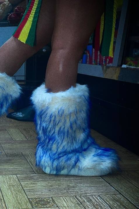 vrouwen Jeffrey Campbell pluizig ijsblauwe combi V2LZ636 enkel laarzen