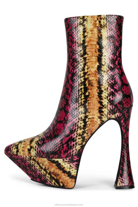 vrouwen Jeffrey Campbell pwr-akkoord geel roze slang V2LZ621 enkel laarzen