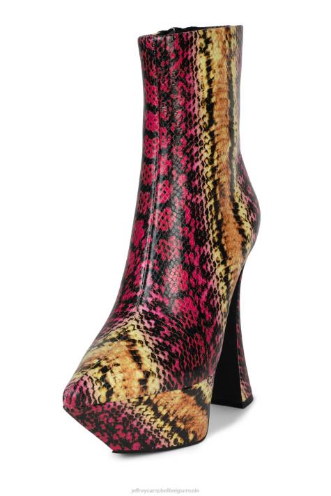 vrouwen Jeffrey Campbell pwr-akkoord geel roze slang V2LZ621 enkel laarzen