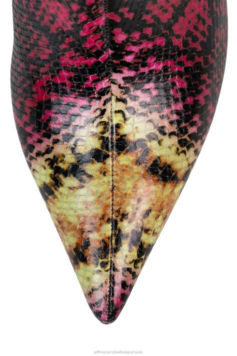 vrouwen Jeffrey Campbell pwr-akkoord geel roze slang V2LZ621 enkel laarzen
