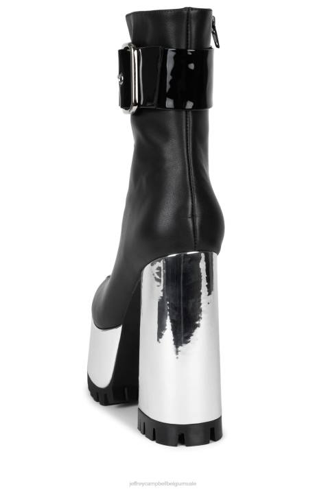 vrouwen Jeffrey Campbell robotachtig zwart zilver metallic V2LZ312 enkel laarzen