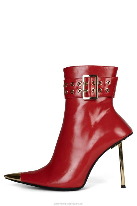 vrouwen Jeffrey Campbell slagkracht rood goud V2LZ310 enkel laarzen