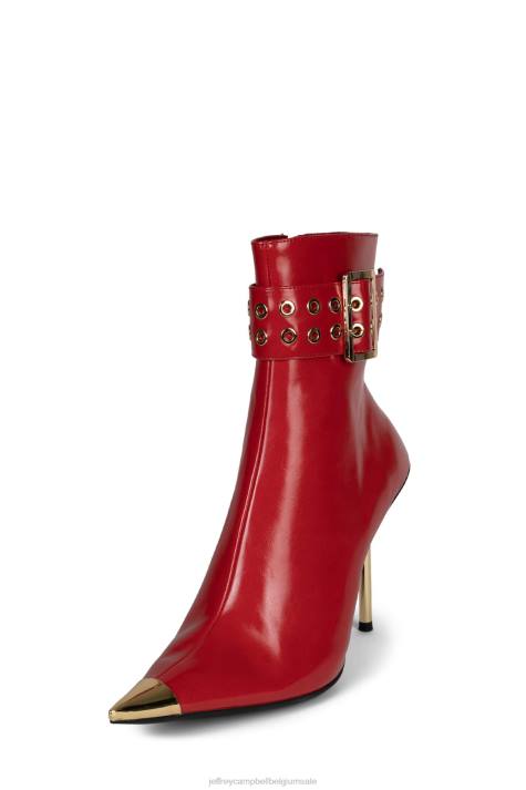 vrouwen Jeffrey Campbell slagkracht rood goud V2LZ310 enkel laarzen