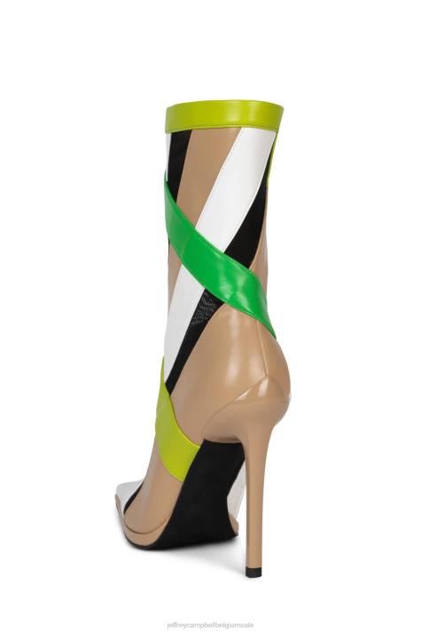vrouwen Jeffrey Campbell strepen naturel lakgroen multi V2LZ301 enkel laarzen