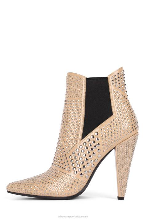 vrouwen Jeffrey Campbell studd natuurlijk lakzilver V2LZ587 enkel laarzen