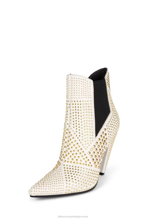 vrouwen Jeffrey Campbell studd wit goud V2LZ588 enkel laarzen