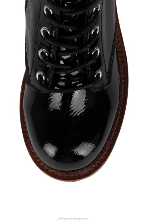 vrouwen Jeffrey Campbell systeem-2 zwart gekreukt patent V2LZ467 enkel laarzen