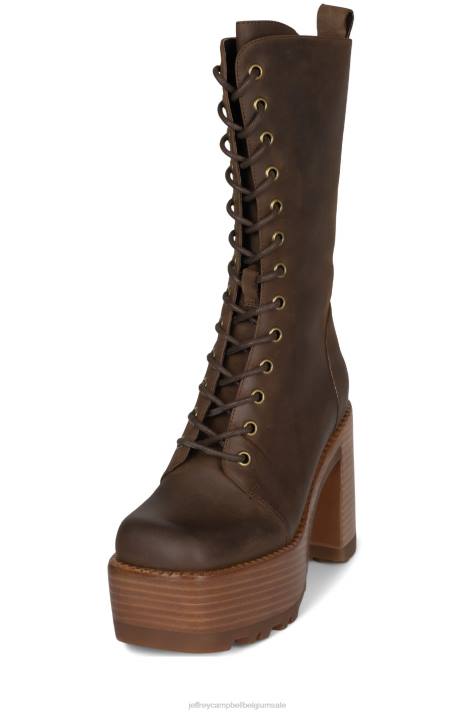vrouwen Jeffrey Campbell theband-lu bruinbruine Poolse stapel V2LZ638 enkel laarzen