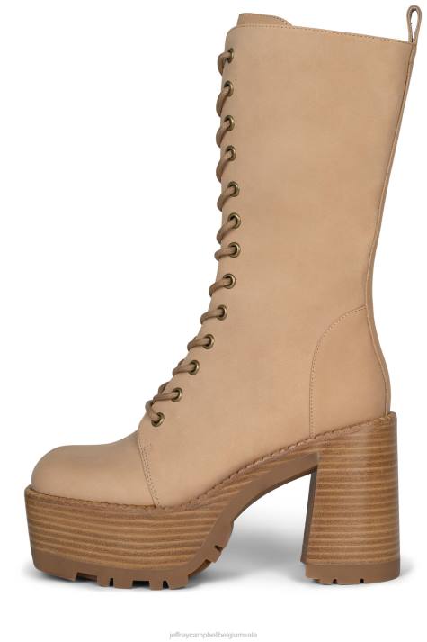 vrouwen Jeffrey Campbell theband-lu natuurlijke tan Poolse stapel V2LZ637 enkel laarzen