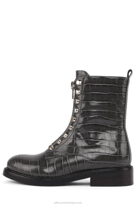 vrouwen Jeffrey Campbell tonet donkergrijze croco V2LZ651 enkel laarzen