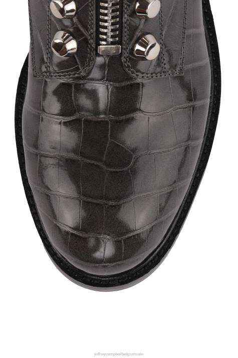 vrouwen Jeffrey Campbell tonet donkergrijze croco V2LZ651 enkel laarzen