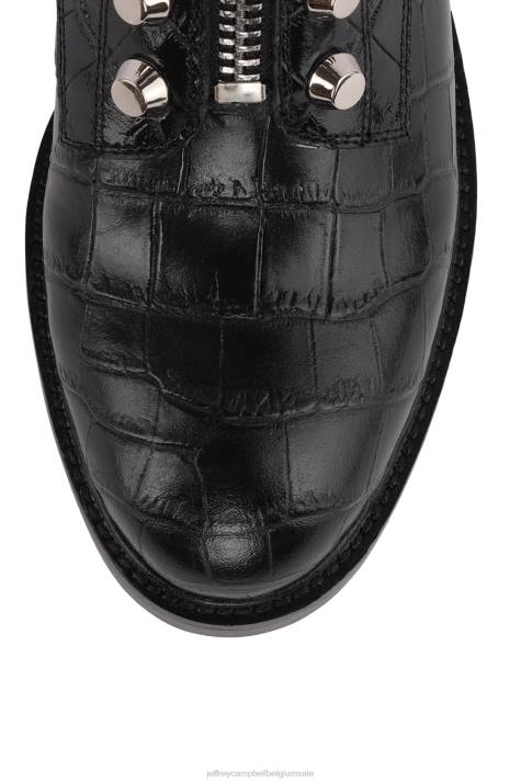 vrouwen Jeffrey Campbell tonet zwarte krokodil V2LZ652 enkel laarzen