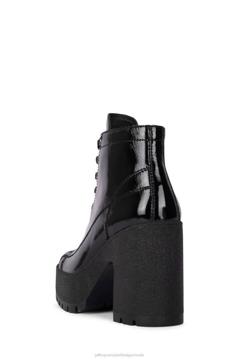 vrouwen Jeffrey Campbell vernieuwen-ll zwart gekreukt patent V2LZ448 enkel laarzen