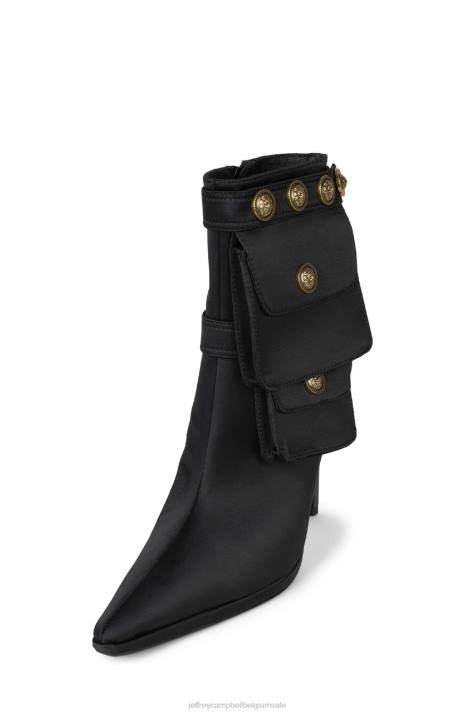 vrouwen Jeffrey Campbell verstopt zwart satijn V2LZ314 enkel laarzen