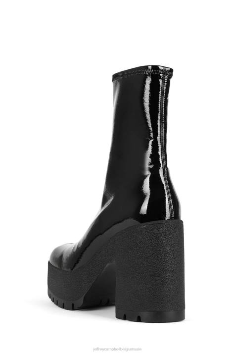 vrouwen Jeffrey Campbell verversen-l zwart gekreukt patent V2LZ572 enkel laarzen