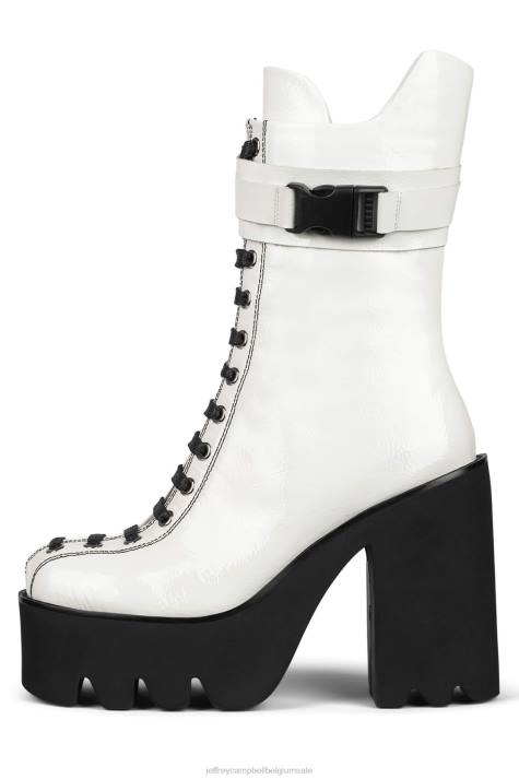 vrouwen Jeffrey Campbell viking wit patent V2LZ469 enkel laarzen