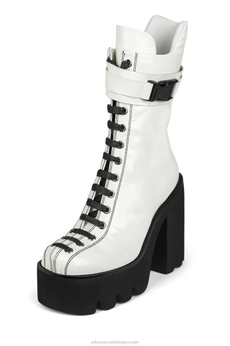 vrouwen Jeffrey Campbell viking wit patent V2LZ469 enkel laarzen