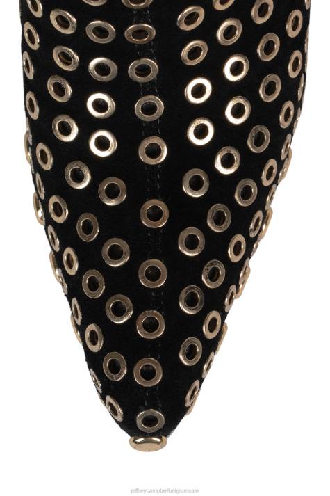 vrouwen Jeffrey Campbell walton-e zwart suède goud V2LZ626 enkel laarzen