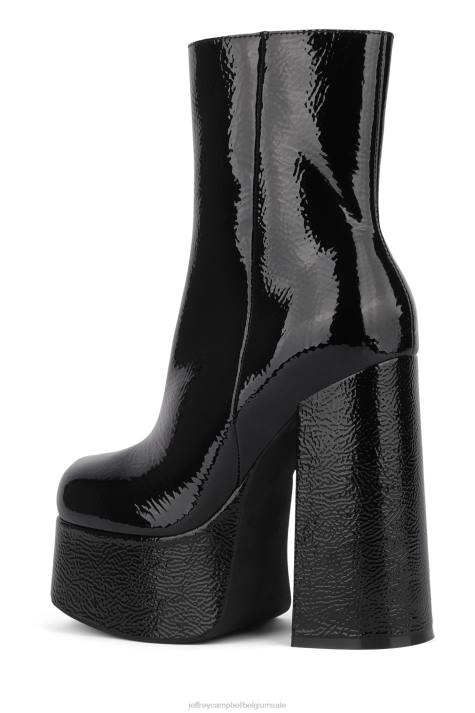 vrouwen Jeffrey Campbell weduwe-nb zwart gekreukt patent V2LZ361 enkel laarzen