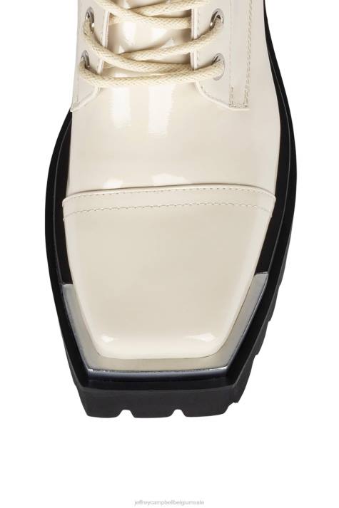 vrouwen Jeffrey Campbell wijdt ivoor gekreukt patent V2LZ386 enkel laarzen