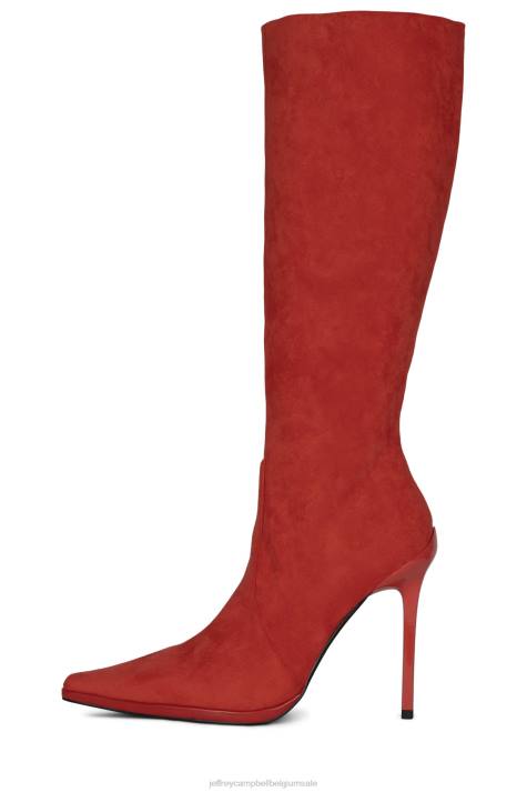 vrouwen Jeffrey Campbell Charybdis rood suède V2LZ764 laarzen van knie tot dij