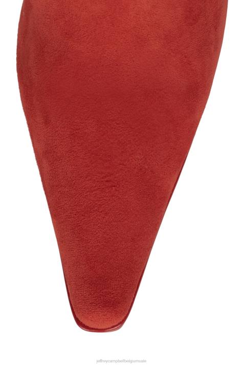 vrouwen Jeffrey Campbell Charybdis rood suède V2LZ764 laarzen van knie tot dij