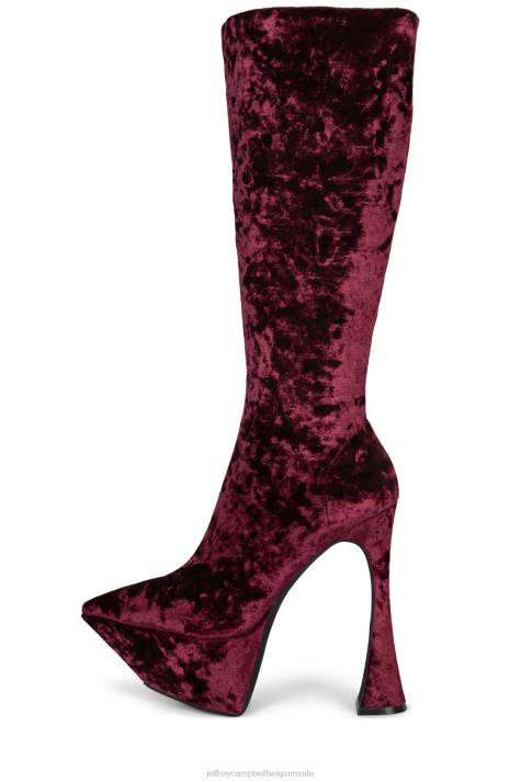 vrouwen Jeffrey Campbell Ze gaat roos geplet fluweel V2LZ741 laarzen van knie tot dij