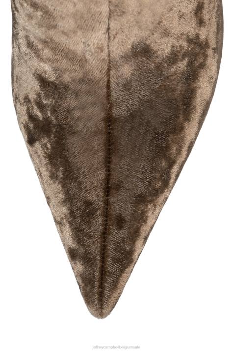 vrouwen Jeffrey Campbell Ze gaat taupe geplet fluweel V2LZ742 laarzen van knie tot dij