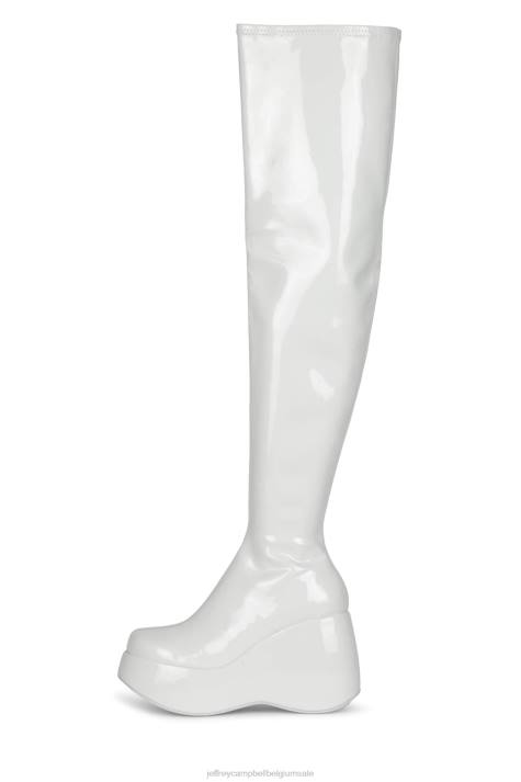vrouwen Jeffrey Campbell alita-kh wit patent V2LZ784 laarzen van knie tot dij