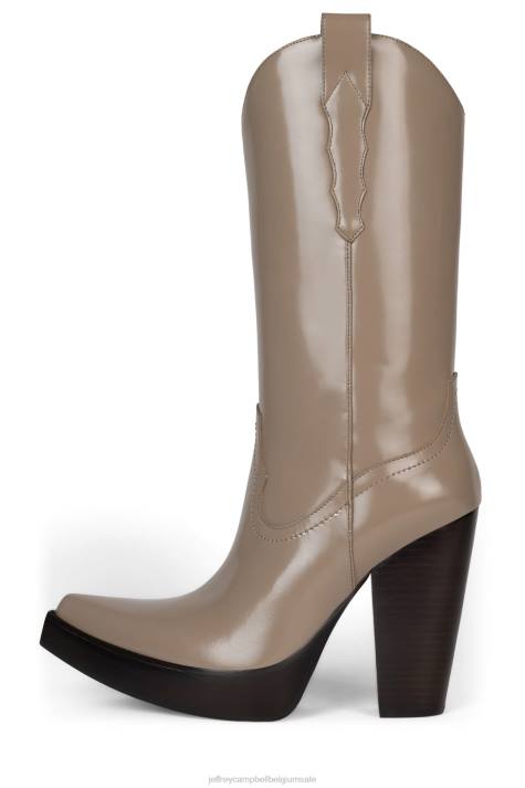 vrouwen Jeffrey Campbell bad2dabone taupe doos V2LZ855 laarzen van knie tot dij