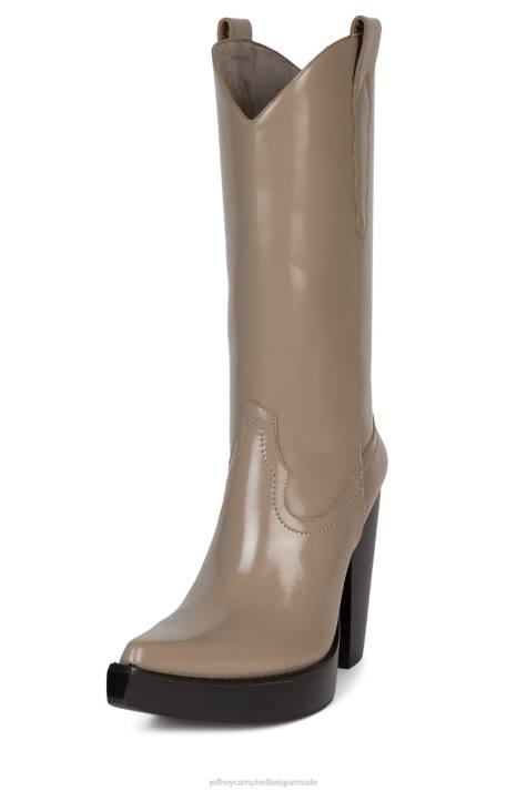 vrouwen Jeffrey Campbell bad2dabone taupe doos V2LZ855 laarzen van knie tot dij