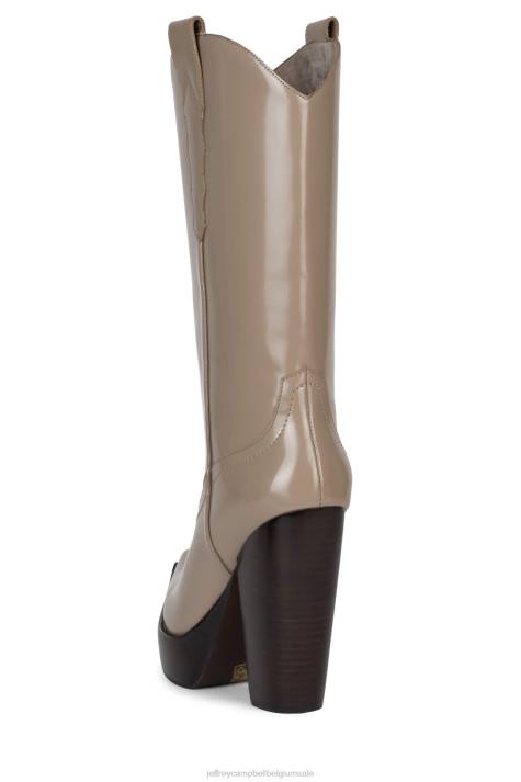 vrouwen Jeffrey Campbell bad2dabone taupe doos V2LZ855 laarzen van knie tot dij