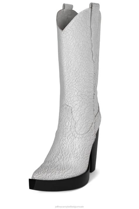 vrouwen Jeffrey Campbell bad2dabone wit bedroefd V2LZ854 laarzen van knie tot dij