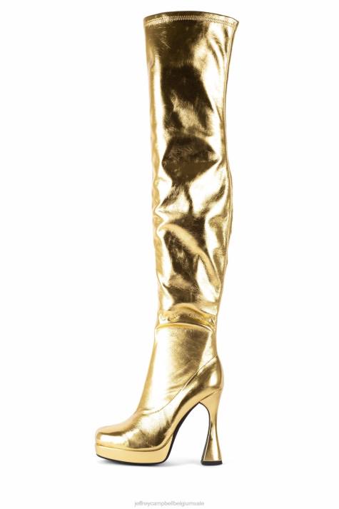 vrouwen Jeffrey Campbell bel-air-ok goud V2LZ732 laarzen van knie tot dij