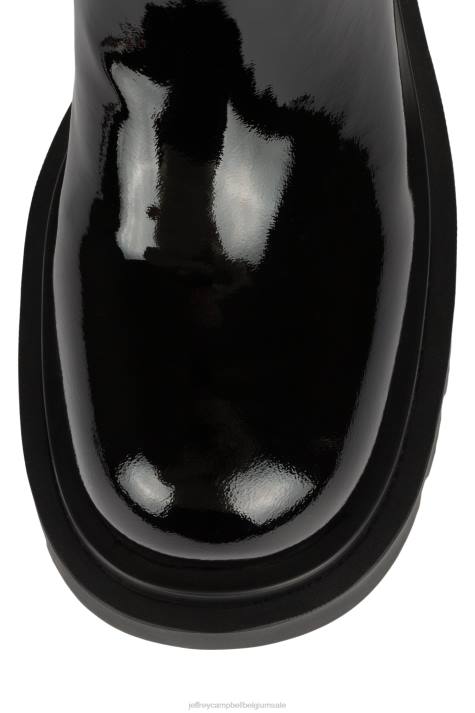 vrouwen Jeffrey Campbell bestrijden zwart gekreukt patent V2LZ821 laarzen van knie tot dij