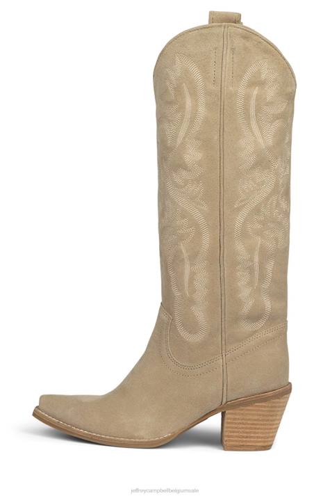 vrouwen Jeffrey Campbell boer-k beige suède V2LZ669 laarzen van knie tot dij
