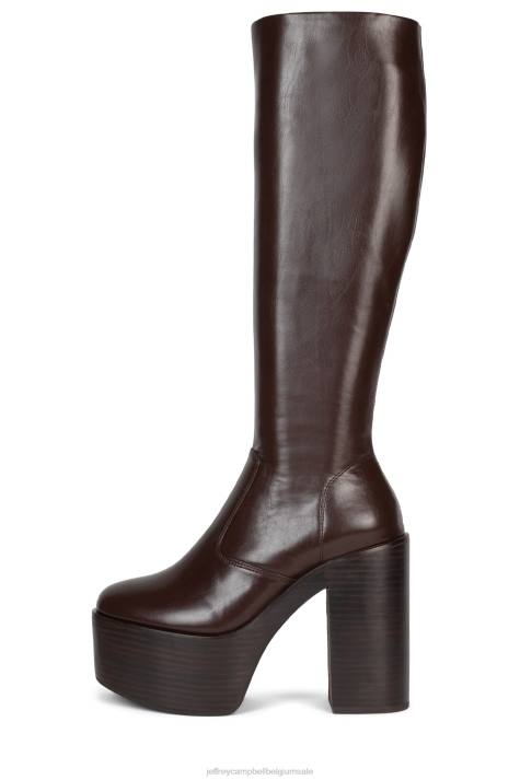 vrouwen Jeffrey Campbell chica bruin V2LZ761 laarzen van knie tot dij