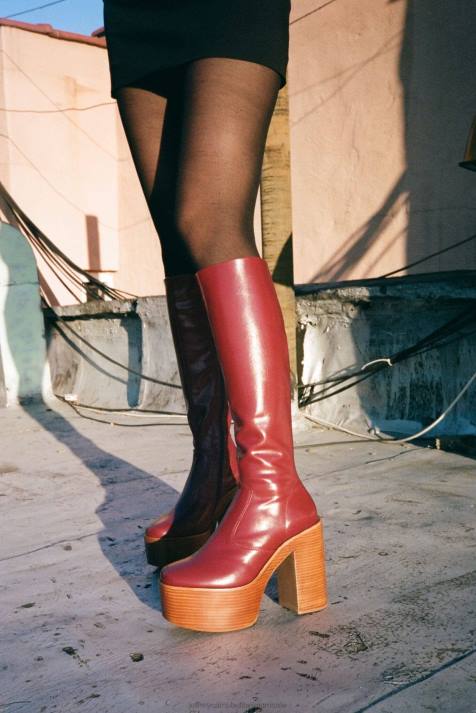 vrouwen Jeffrey Campbell chica lichte kameelbruine stapel V2LZ760 laarzen van knie tot dij