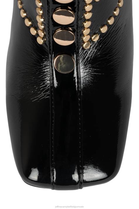 vrouwen Jeffrey Campbell ciena-st zwart gekreukt patent goud V2LZ780 laarzen van knie tot dij