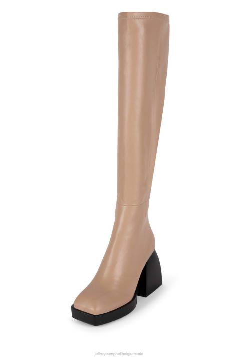 vrouwen Jeffrey Campbell dauphin beige V2LZ808 laarzen van knie tot dij