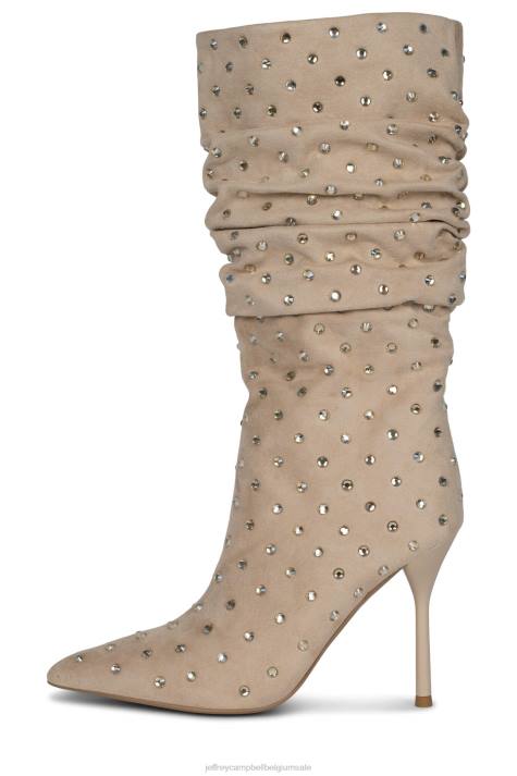 vrouwen Jeffrey Campbell de stoeterij beige suède goud V2LZ757 laarzen van knie tot dij
