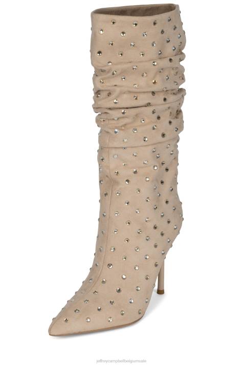 vrouwen Jeffrey Campbell de stoeterij beige suède goud V2LZ757 laarzen van knie tot dij