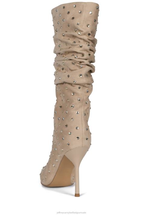 vrouwen Jeffrey Campbell de stoeterij beige suède goud V2LZ757 laarzen van knie tot dij