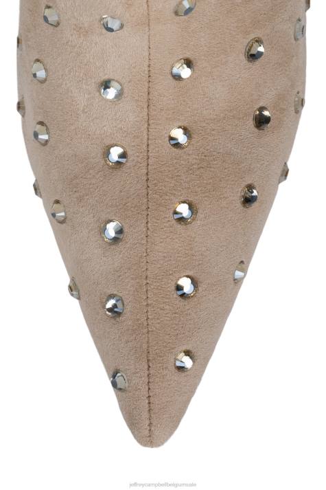 vrouwen Jeffrey Campbell de stoeterij beige suède goud V2LZ757 laarzen van knie tot dij
