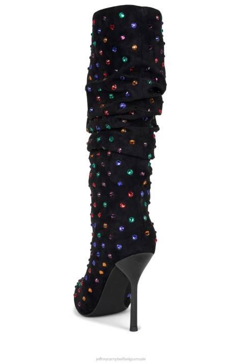 vrouwen Jeffrey Campbell de stoeterij zwart suède multi V2LZ758 laarzen van knie tot dij