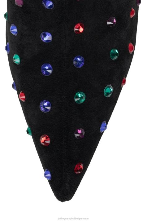 vrouwen Jeffrey Campbell de stoeterij zwart suède multi V2LZ758 laarzen van knie tot dij