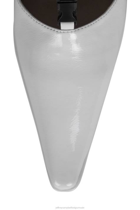 vrouwen Jeffrey Campbell draaikolk wit gekreukt patent V2LZ863 laarzen van knie tot dij