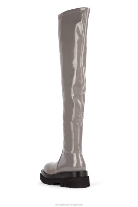 vrouwen Jeffrey Campbell getankt-ok grijs patent V2LZ810 laarzen van knie tot dij