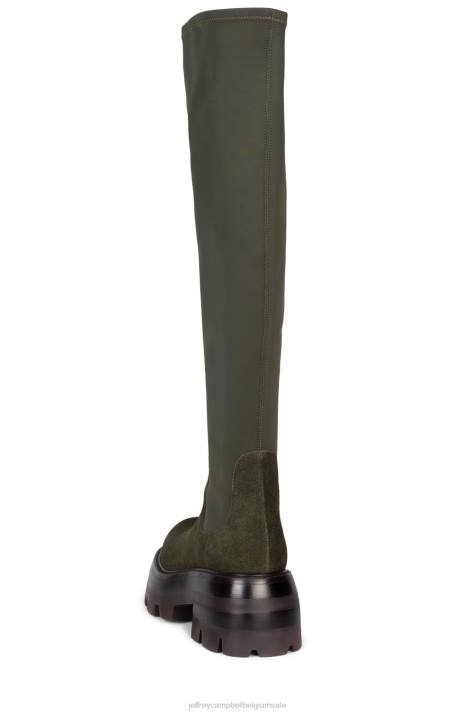 vrouwen Jeffrey Campbell goed gevoel donkergroen suède multi V2LZ748 laarzen van knie tot dij