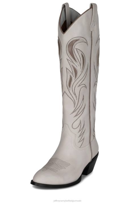 vrouwen Jeffrey Campbell het kippenhok wit taupe V2LZ763 laarzen van knie tot dij